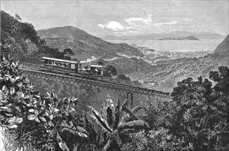 ''Views in Rio De Janeiro, South America; Railway to the summit of Corcovado, city and harbour in th Creator: Unknown.