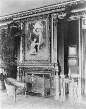 Interior with Bouguereau's "Flight of Love" painting over fireplace..., Greenwich, Connecticut, 1908 Creator: Frances Benjamin Johnston.