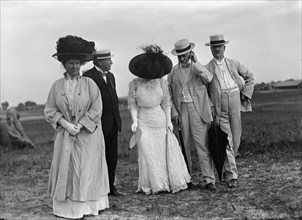 Wright Flights, Fort Myer, Va, July 1909 - Spectators: Sen. Kean; Sen. Lodge; Sen. A.O. Bacon. Creator: Harris & Ewing.