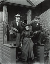 Frances Benjamin Johnston (front), with Mills Thompson (left) and Frank Phister...c1885 - 1900. Creator: Frances Benjamin Johnston.