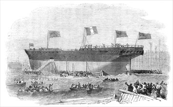 Launch of the "Vittorio Emanuele" Iron Screw Steamer, at Blackwall, 1854. Creator: Unknown.