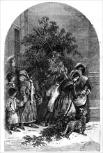 The Mistletoe Seller, drawn by Foster, 1854. Creator: Edmund Evans.