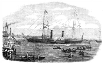Launch of the Australian Steam-ship "Pacific", at Millwall, 1854. Creator: Unknown.