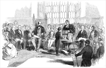 The Speech Day at Harrow School - Visit of Prince Albert and the Prince of Wales, 1854. Creator: Unknown.