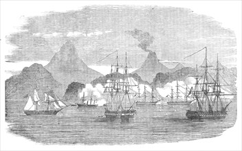 Naval Attack on the Russian Fort of Petropaulovski, 1854. Creator: Unknown.