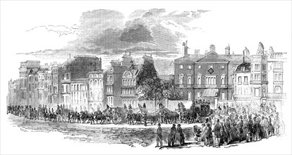 The Funeral Procession leaving Cambridge House, Piccadilly, 1850.  Creator: Unknown.