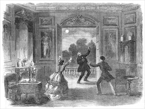 Scene from the new drama of "The Old Chateau", at the Haymarket Theatre, 1854. Creator: Unknown.