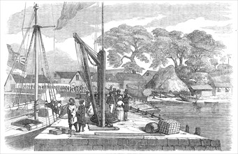 Matacong, on the West Coast of Africa - the Pier, Warehouses, etc., 1854. Creator: Unknown.