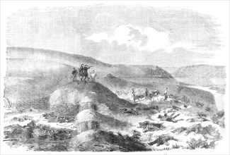 Sandbag Battery defended by the Guards - sketched on the morning of the Battle of Inkerman, 1854. Creator: Unknown.