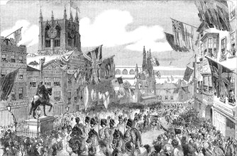 Her Majesty's Visit to Hull - the Procession in the Market-Place, 1854. Creator: Unknown.