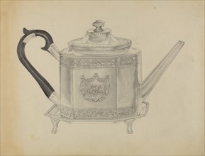 Silver Teapot and Tray, c. 1936.