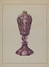 Amethyst Glass Oil Lamp, c. 1936.