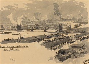 Freihafen mit den Elbbrucken, 1893.