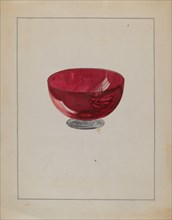 Ruby Bowl with Clear Foot, c. 1936.