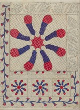 Pieced and Quilted Coverlet, c. 1937.