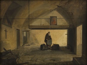 Un moine dans une salle voûtée, 1828.