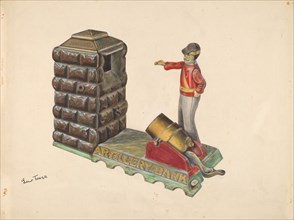 Cast Iron Toy: Artillery Bank, c. 1937.