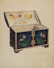 Painted Wooden Chest or Casket, c. 1939.