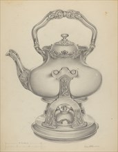 Silver Kettle with Lamp & Stand, c. 1937.