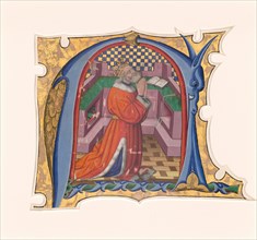 Initial N (?) with David in Prayer, 1430s.