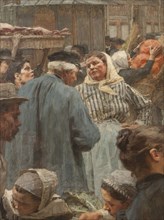 Les Halles, 1895. Market in Paris, detail.