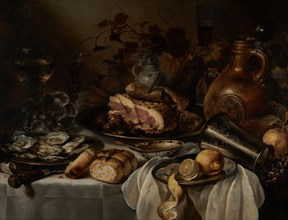 Still life with ham, between 1640 and 1649.