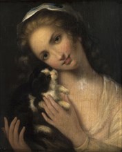 Young woman with cat. (Jeune fille au chat).