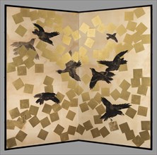 Flight of crows in a snow storm, 19th-20th century.