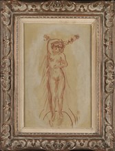 Nu de face, c.1905. Nude taking a bath, front view.