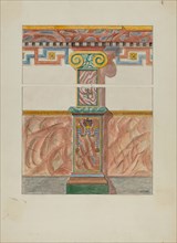 Painted Wall Decoration, Detail of Pilaster, c. 1936.