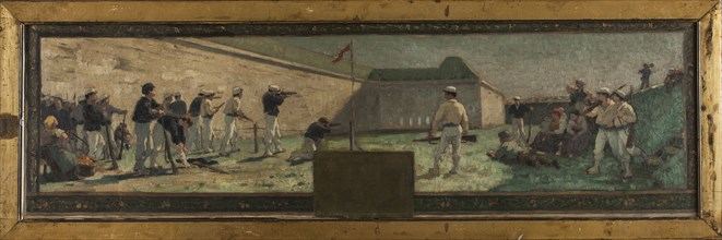 Esquisse pour la mairie d'Arcueil-Cachan : Le Tir, 1888.