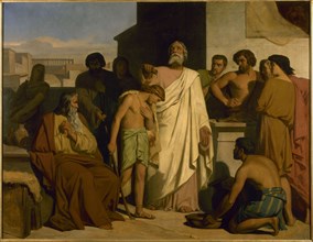 L'onction de David par Samuel, 1842. Samuel anoints David.