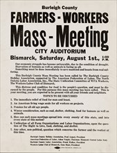 Mass meeting poster. Burleigh County, North Dakota,  1937-08.