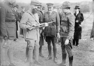 Army, U.S. Machine Gun Tests, 1918. French and British officers.