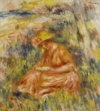 Femme lisant dans un paysage, c.1917. Woman reading in a landscape.