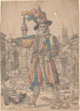Giovanni Grosso of the Swiss Guards Standing before a View of Rome.