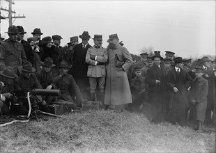 Army, U.S. Machine Gun Tests, 1918. French officers watching trials.