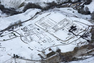Vindolanda (Chesterholm) Roman fort in the snow, Northumberland, 2018.