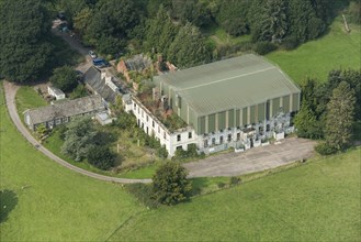 Poltimore House under a protective roof during renovation, Devon, 2020.