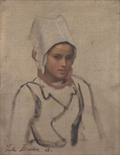 Tête de jeune Bretonne, étude pour le Pardon, 1868. Creator: Jules Breton.