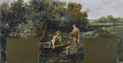 Esquisse pour la mairie de Nogent-sur-Marne : Idylle au bord de l'eau, 1889.