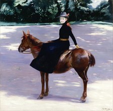 Mademoiselle Meuriot on her pony, 1889. (Mademoiselle Meuriot sur son poney).