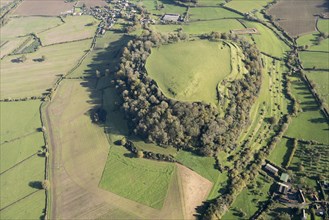 Cadbury Castle, the earthwork remains of an Iron Age hillfort, Somerset, 2017.