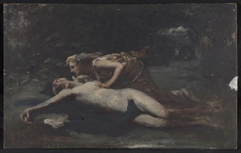 Pyrame et Thisbé, c.1875. Pyramus and Thisbe - Thisbe finds Pyramus' dead body.