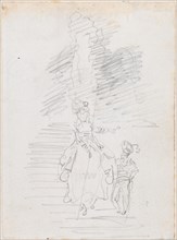 Woman and Smaller Male Figure on Grand Stairway [recto], probably c. 1754/1765.