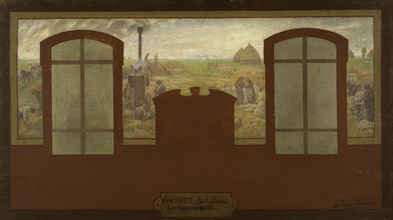 Esquisse pour la mairie de Fresnes : Sur le plateau - Les batteurs de blé, 1905.