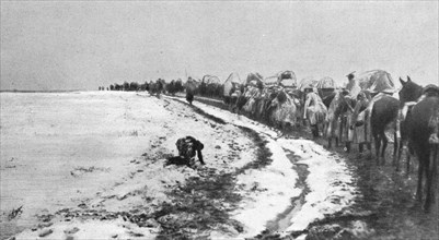 ''La retraite de l'armee serbe a travers la plaine de Kossovo.'. Creator: Unknown.