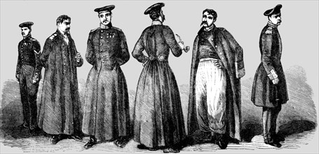 'Costumes of the Russian Soldiers, recently taken prisoners', 1854. Creator: Unknown.