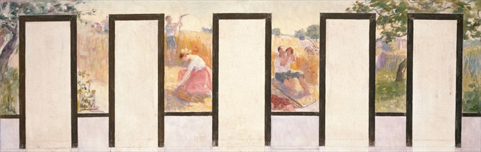 Esquisse pour la Mairie de Bagnolet : Travaux des champs, 1893. Creator: Victor Marec.