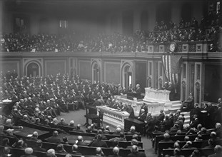 Wilson Before Congress... 3 February 1917. US president Woodrow Wilson, Washington DC.